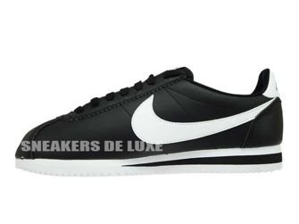807471-010 Nike Cortez Classic Leather Black/White-White